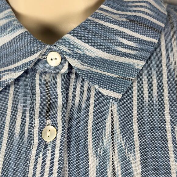 Pure J Jill Top Womens XS Blue Ikat Button Up Convertible Long Sleeve Tunic - Picture 3 of 8